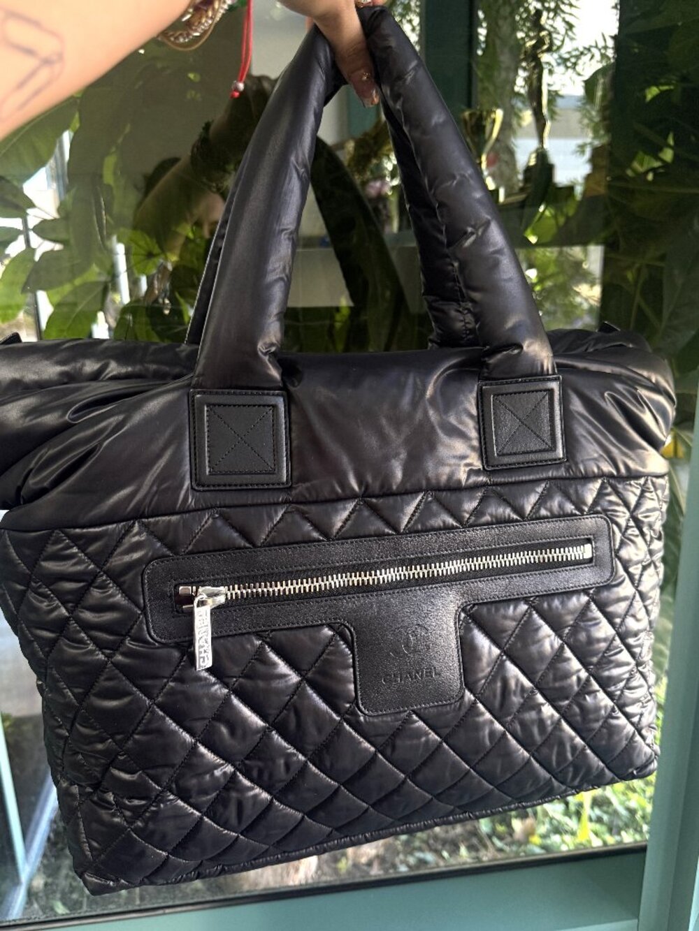 Chanel Large Coco Cocoon Tote Black Quilted Nylon Leather Bag Karl Lagerfeld
